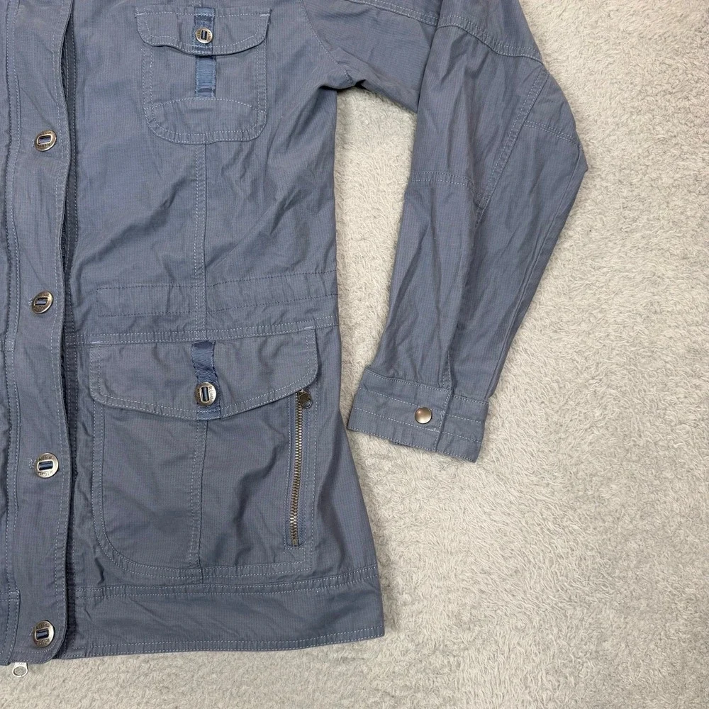 Kuhl Womens Blue Grey Arktik Utility Field Jacket Hidden Hood Size Large